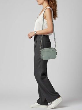 Coach Pebbled Leather Crossbody Bag in Light Blue